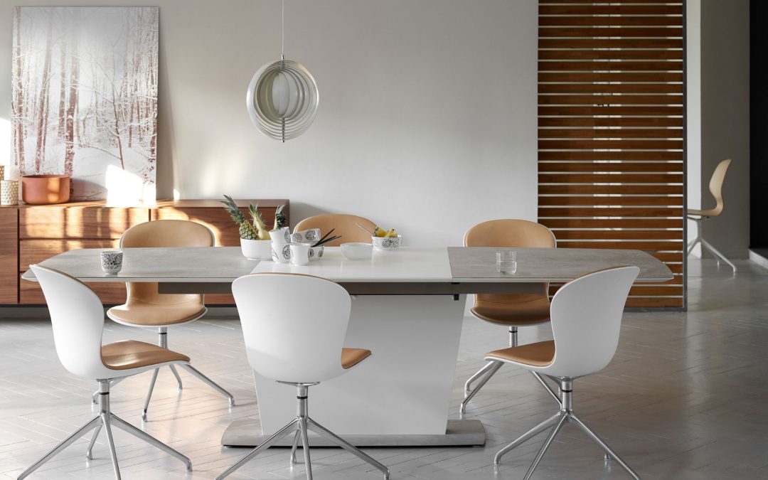 Milano dining table with ceramic top and Adelaide dining chairs by BoConcept