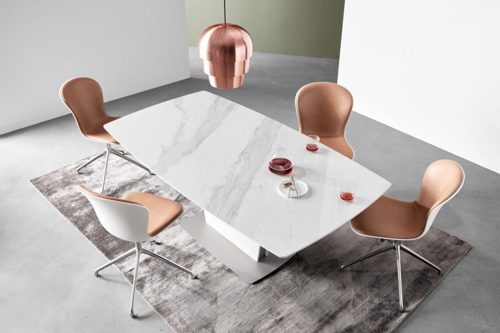 Milano table in marble look ceramic and Adelaide chairs